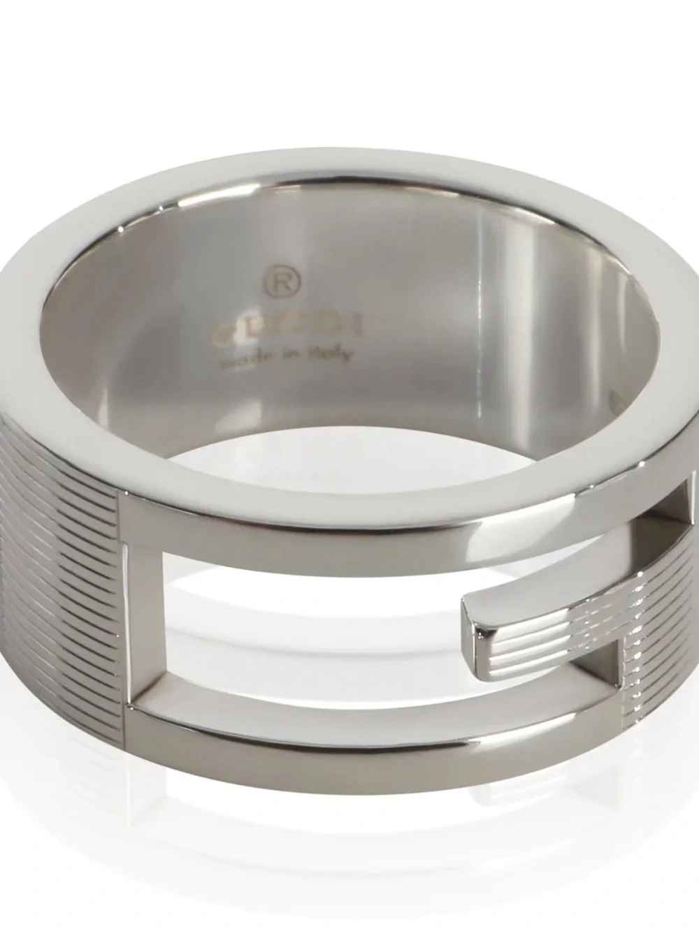 Gucci Polished Silver Open G Band Ring